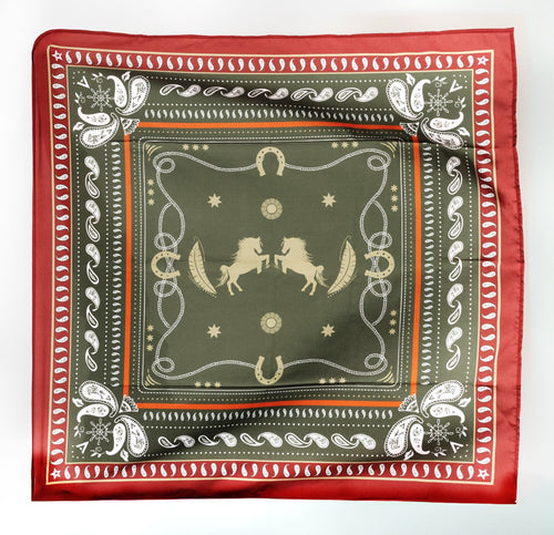 Lenço Western Chic Verde e Terracota