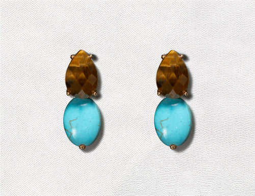 Brinco Dust Dourado e Turquesa