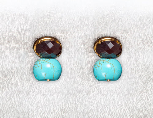 Brinco Dust Marrom e Turquesa