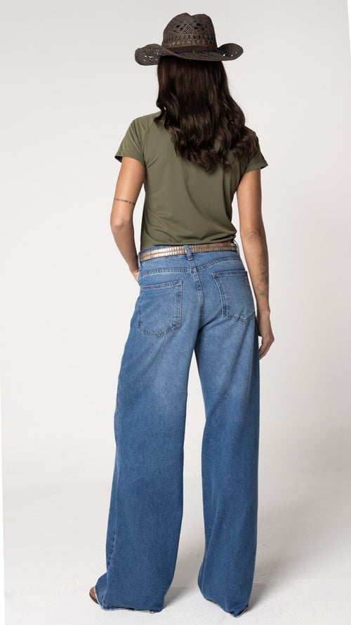 Calça Jeans Wide Leg Max Escura