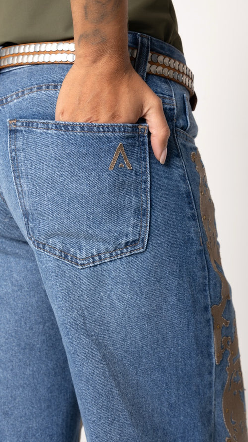 Calça Jeans Wide Leg Max Escura