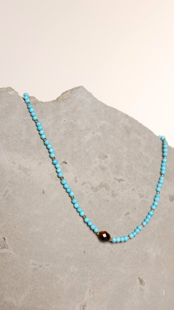 Colar Blue Spirit Turquesa e Marrom