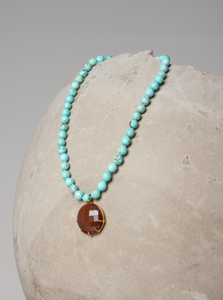 Colar Wildfire Turquesa e Marrom